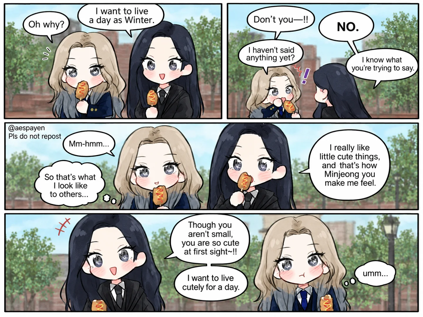 Chibi Corn Dog Conversation comic example