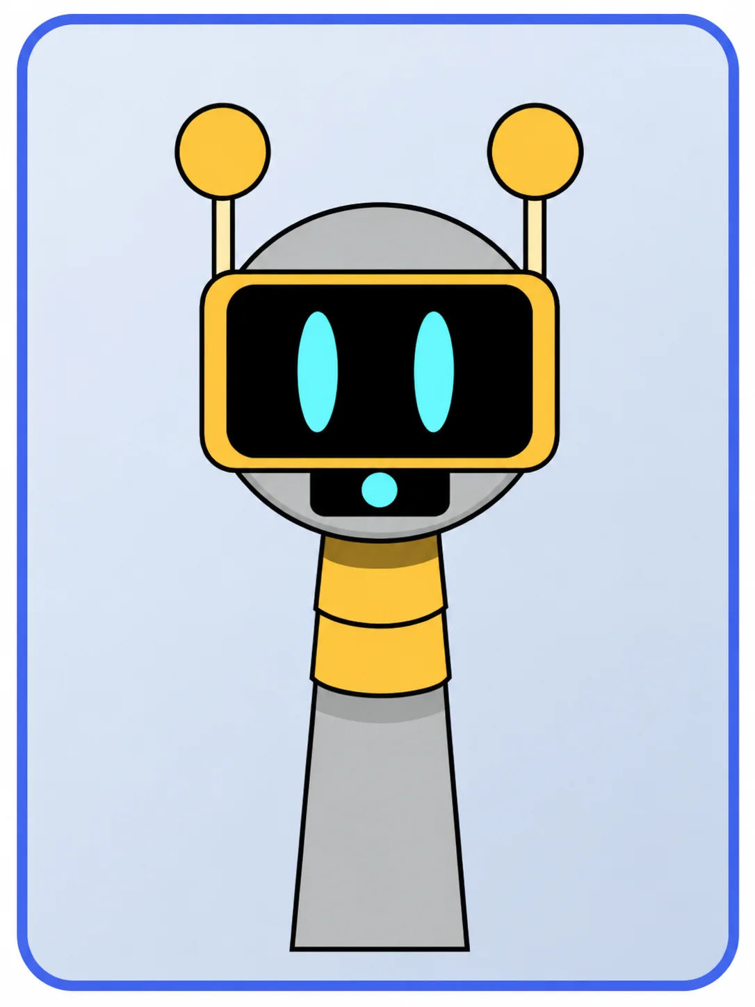 Sprunki character Fun Bot, a gray robot with a digital face screen and glowing blue eyes
