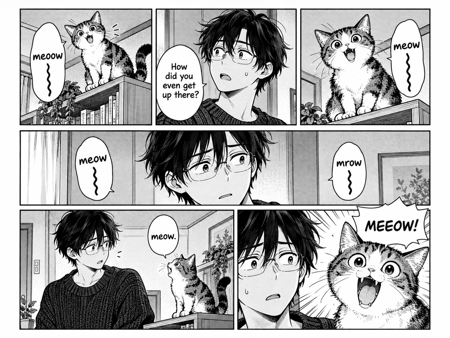 Rainy Day Encounter AI-generated manga page