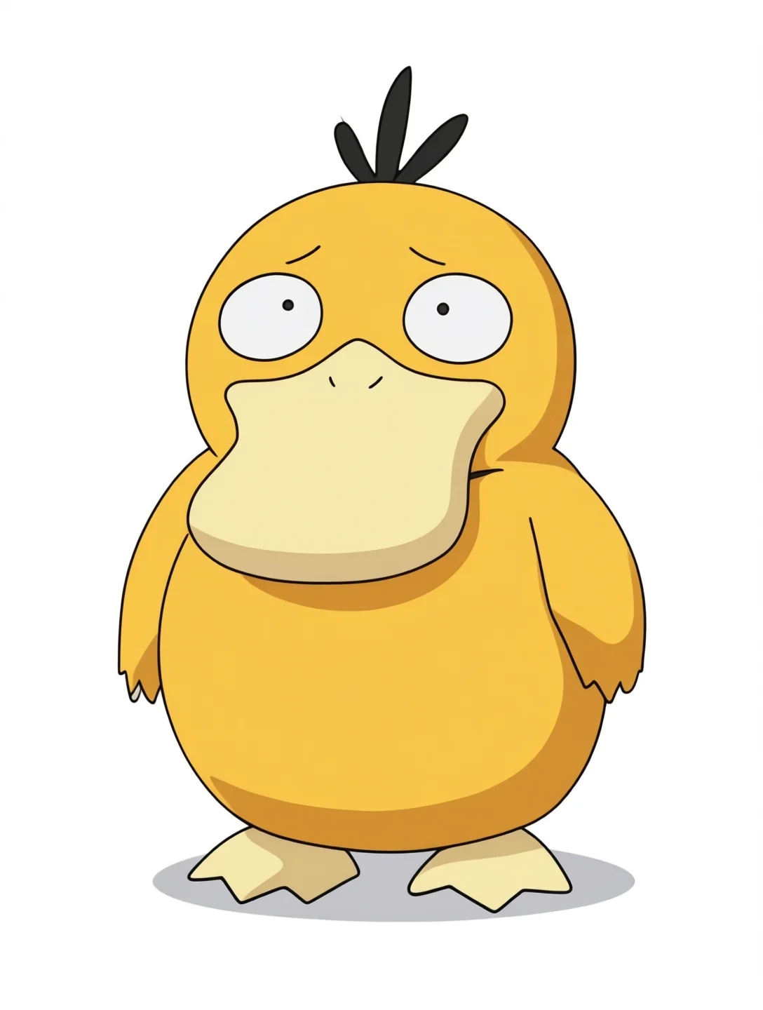 Pokémon OC Maker example of Psyduck, a round yellow duck Pokémon with a broad cream bill