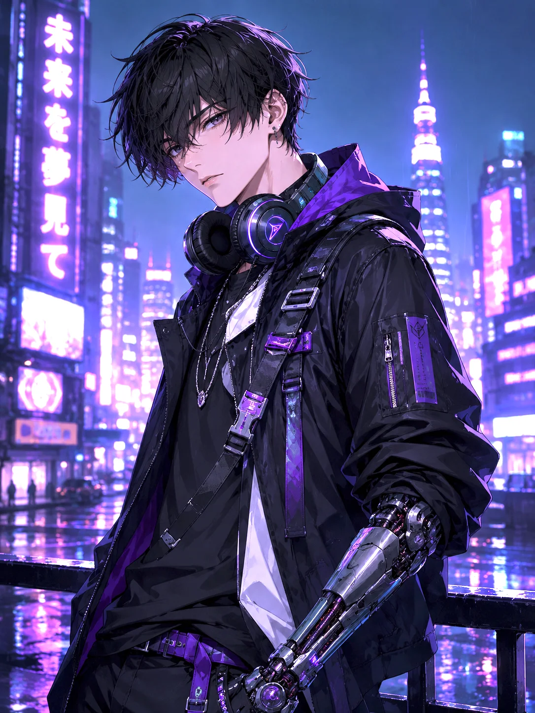 Cyberpunk Male OC prompt example