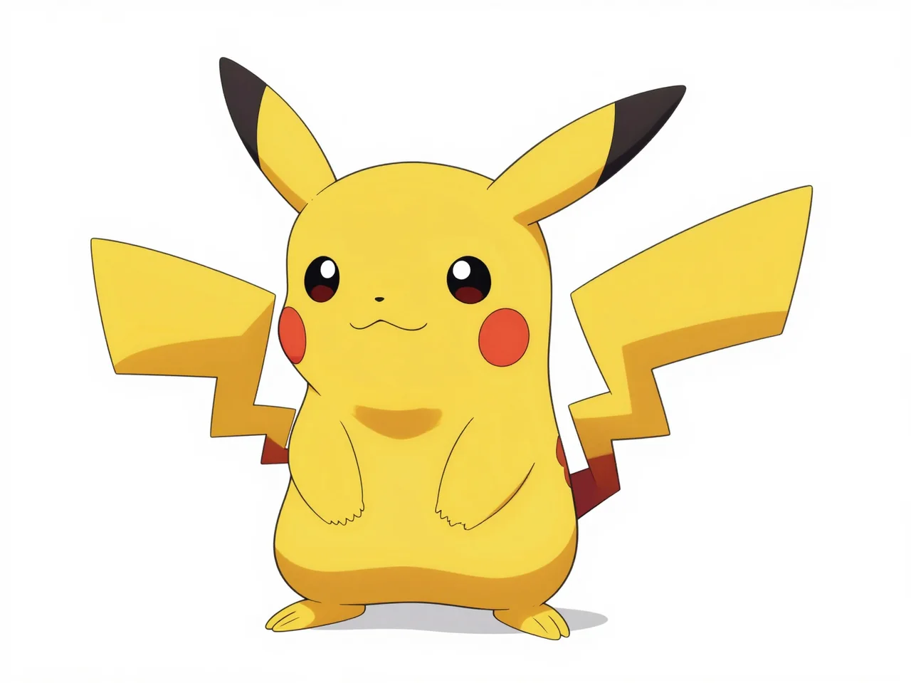 Pikachu character illustration with yellow fur, red cheeks, and a lightning-shaped tail