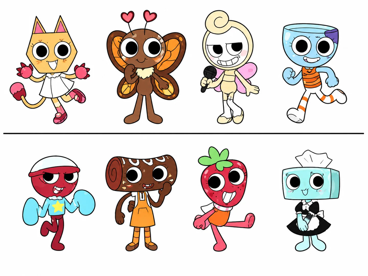 Dandy's World OC creator scene with original Toon sketches, color swatches, and a character builder desk