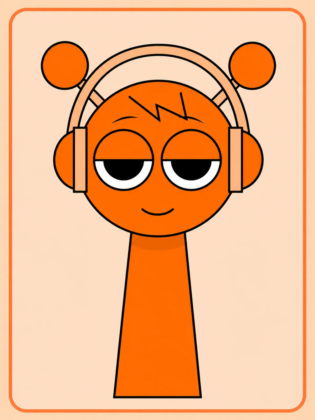 Sprunki character Oren, an orange character with large headphones and antenna-like tips