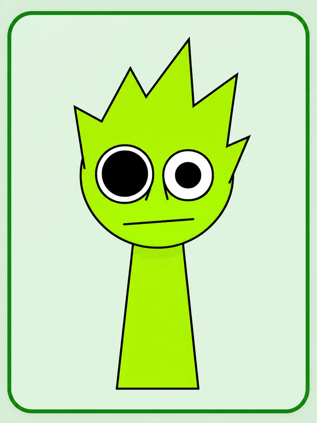 OWAKCX de Sprunki, de color verde lima, con la cabeza puntiaguda en forma de llama