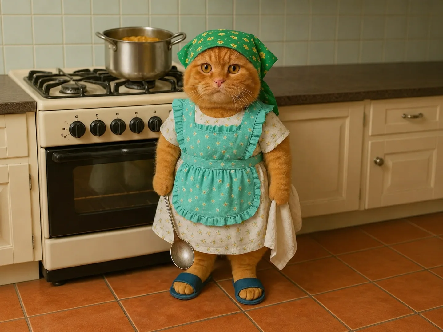 Orange cat transformed from a woman reference image