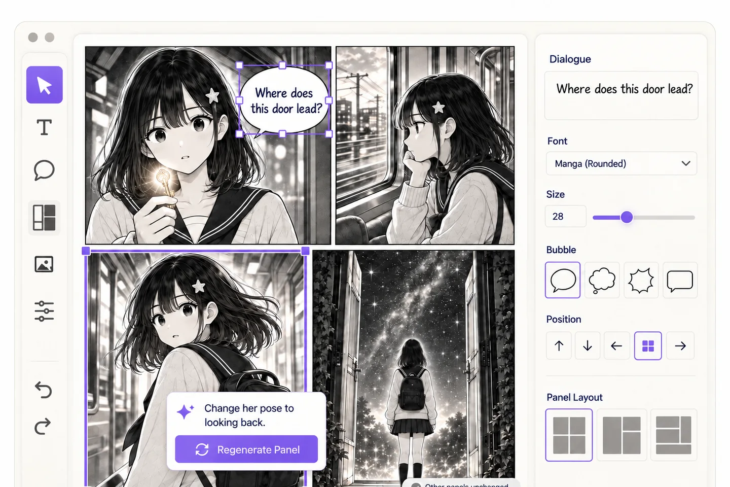 Customize Your Manga with Built-in Editing Tools manga feature preview