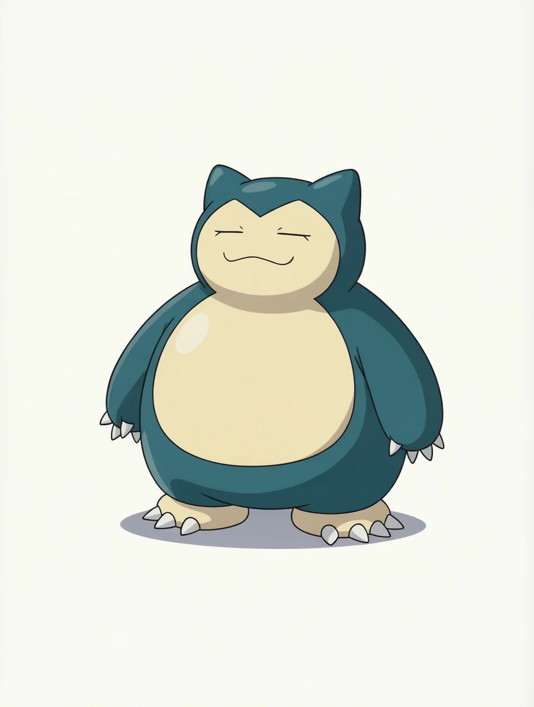 Pokémon OC Maker example of Snorlax, a large blue-green Pokémon with a cream face and belly