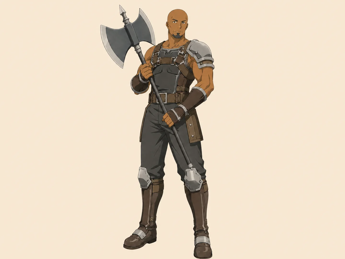 Agil carrying a heavy two-handed axe in dark battle armor