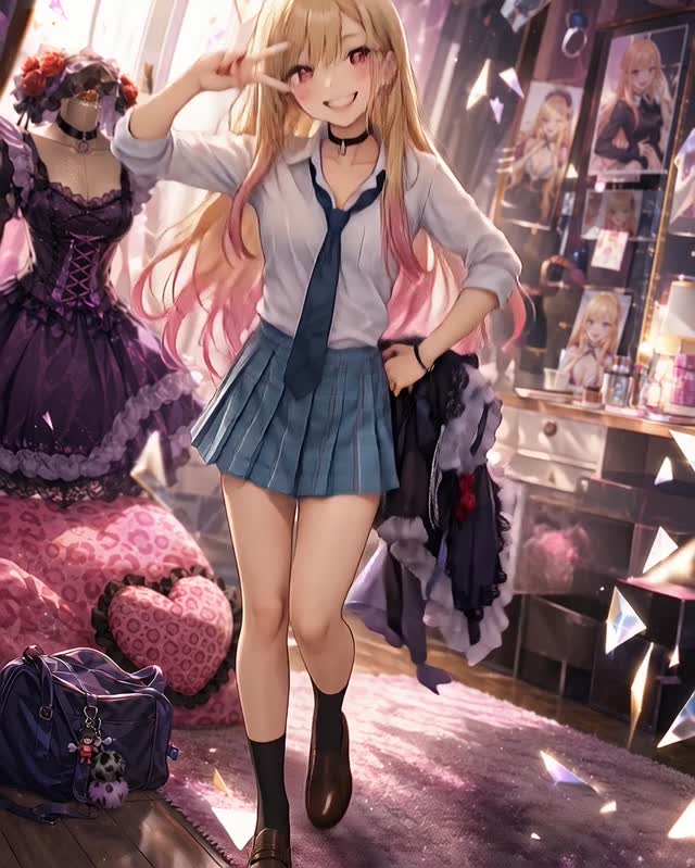 Fashion girl striking a sparkling pose in an AI animation