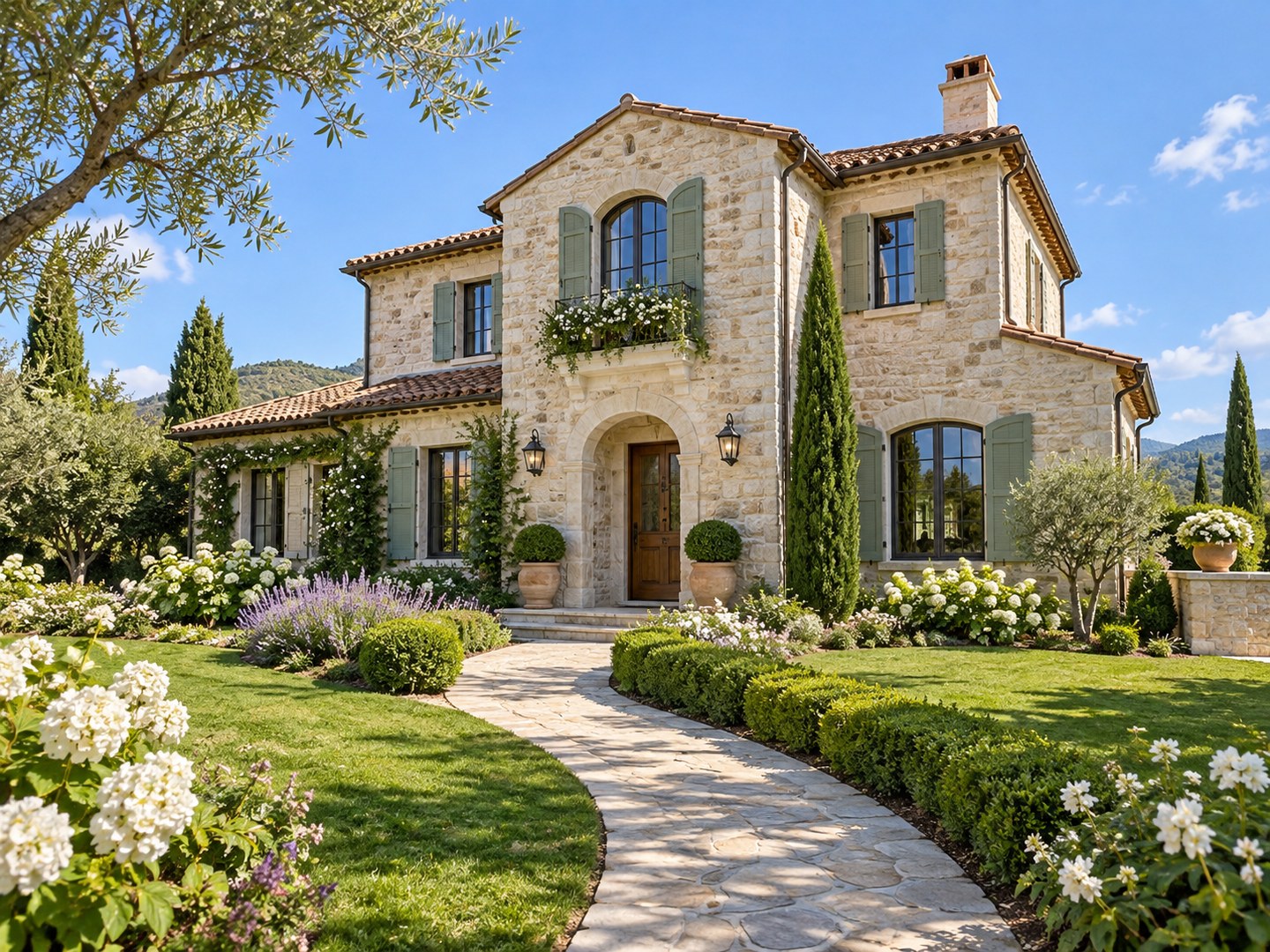 House and garden in summer
