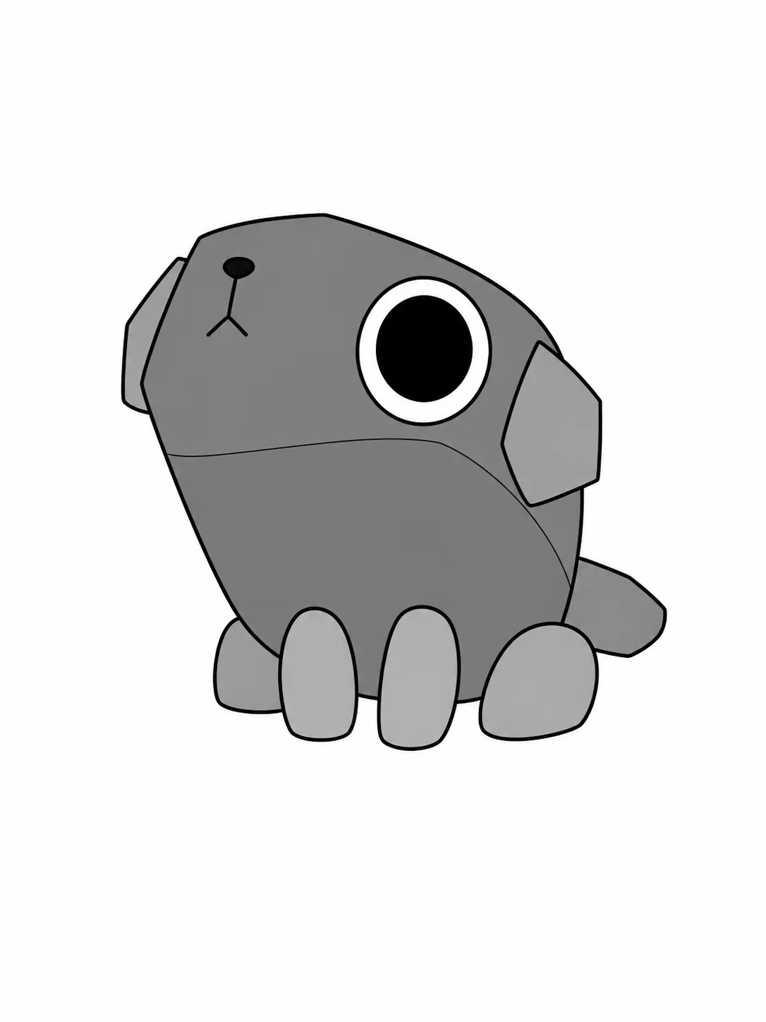 Dandy's World character maker example of Pebble, a small gray stone dog character