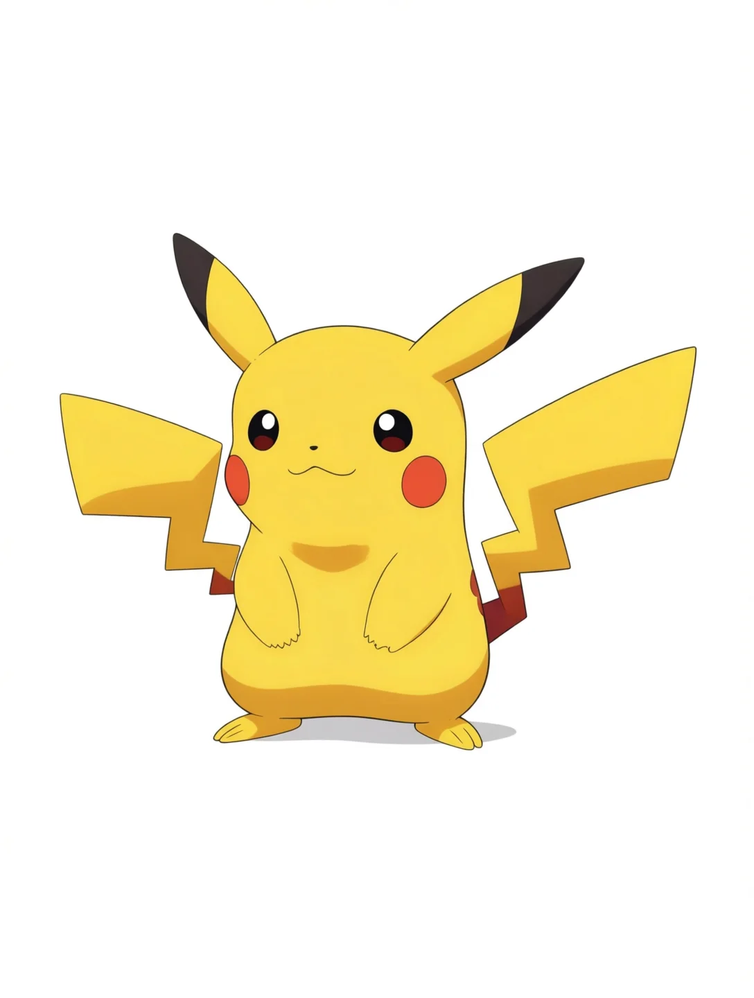Pokémon OC Maker example of Pikachu, a yellow Electric-type Pokémon with red cheeks and a lightning-shaped tail