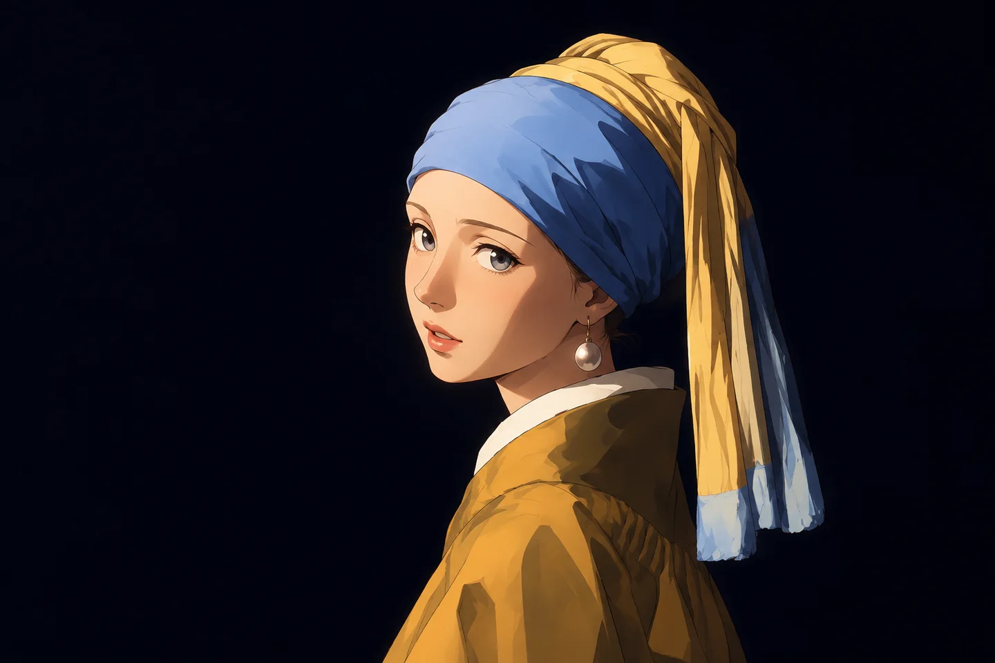 Anime transformation of Girl with a Pearl Earring