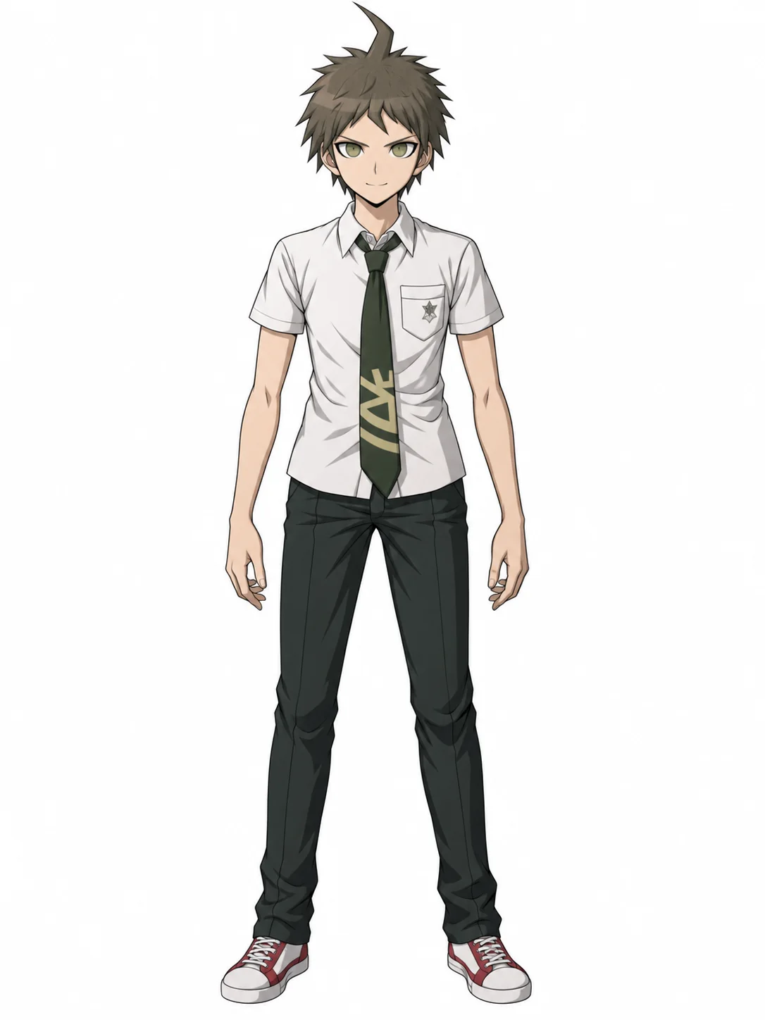 Hajime Hinata from Danganronpa 2 in his white shirt and green tie