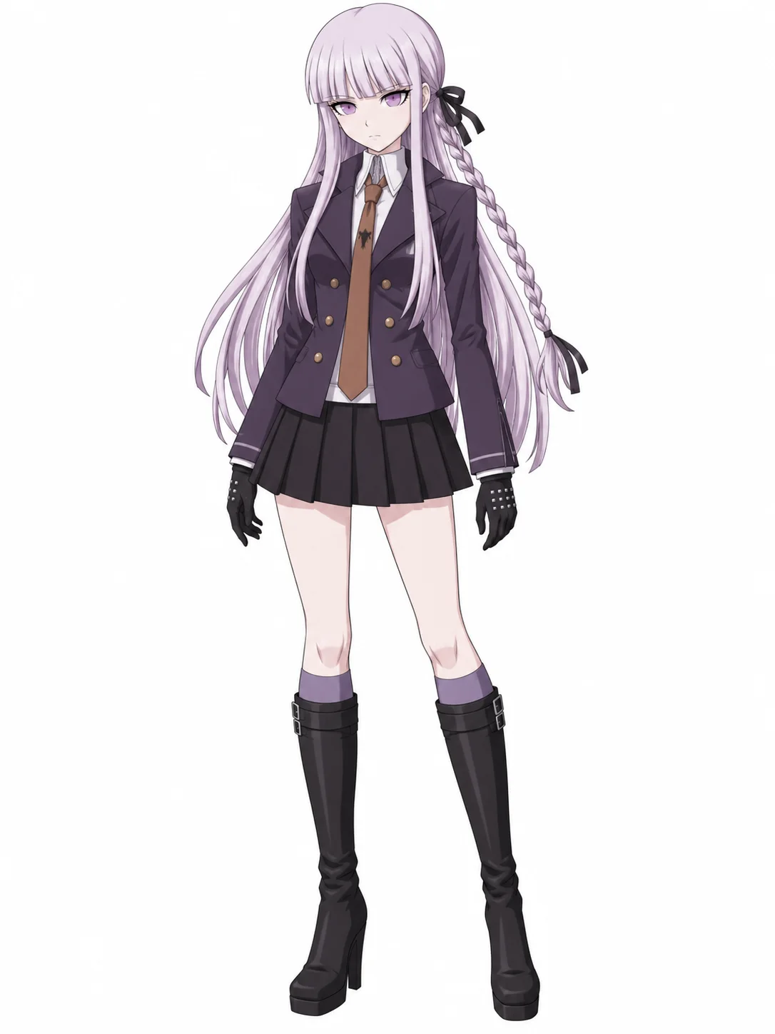 Kyoko Kirigiri from Danganronpa: Trigger Happy Havoc in her purple blazer and black gloves