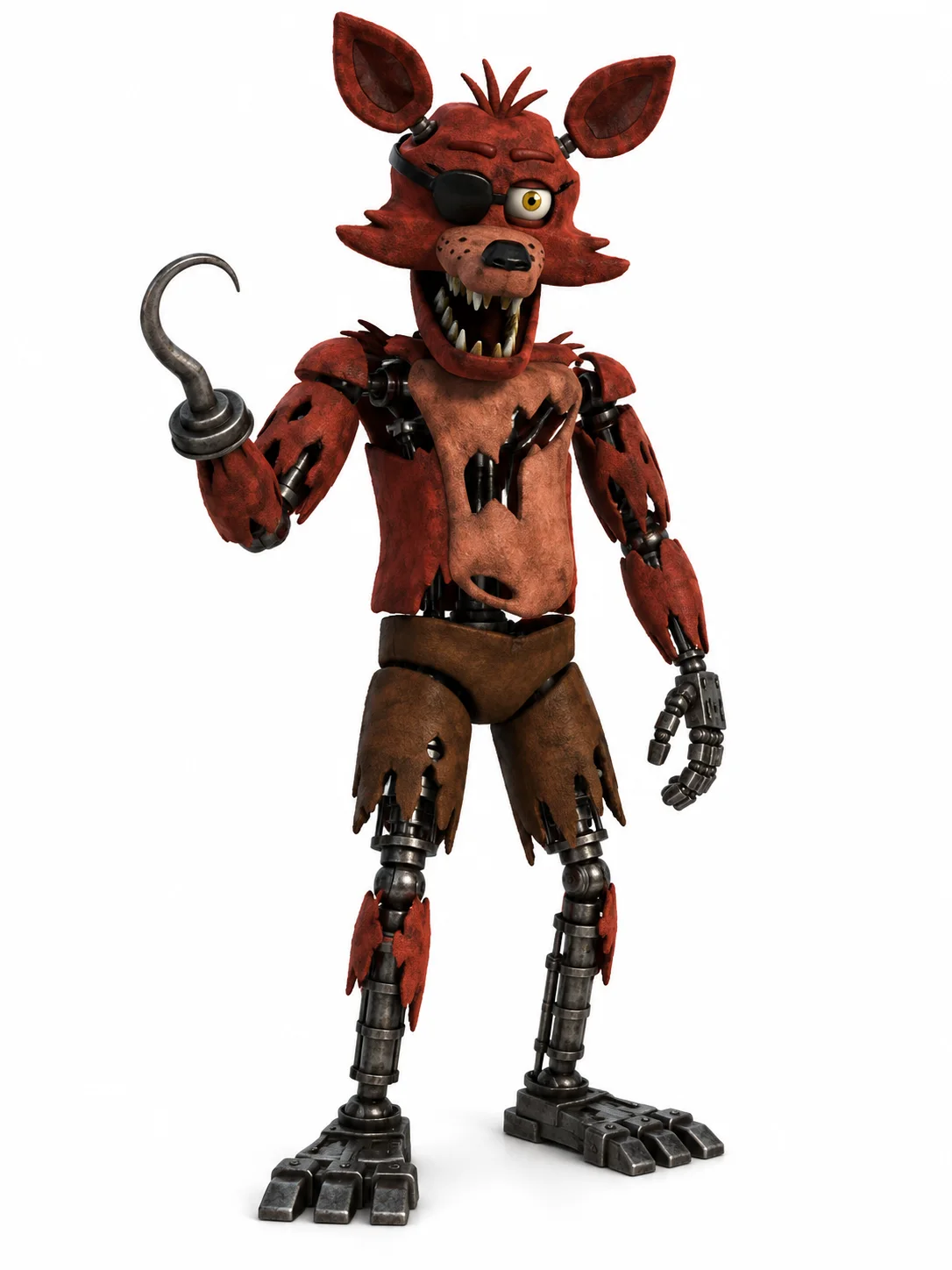 Foxy from Five Nights at Freddy's in his standard pirate appearance with an eyepatch and hook