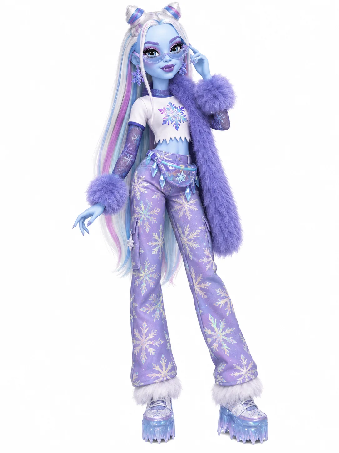 Abbey Bominable from Monster High in her snowflake Generation 3 fashion-doll outfit