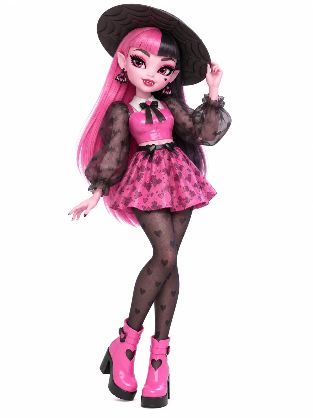 Draculaura from Monster High in her pink-and-black Generation 3 fashion-doll outfit