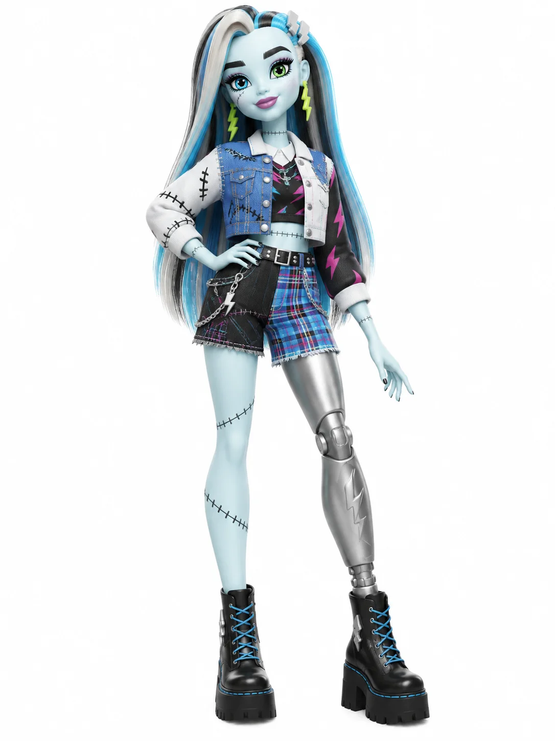 Frankie Stein from Monster High in their patchwork Generation 3 fashion-doll outfit