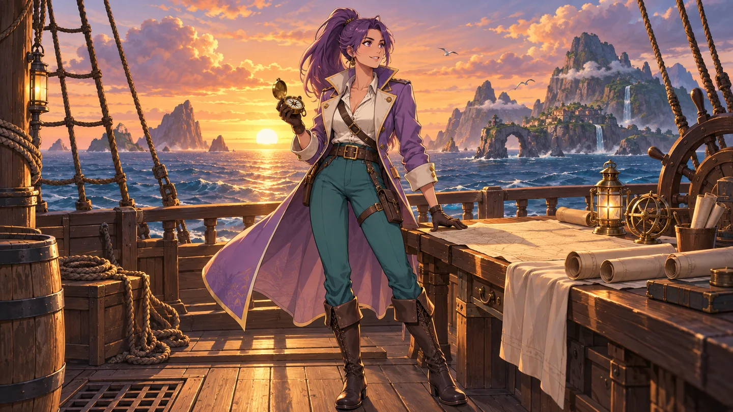Aventurero de anime original de alta mar creado para la página del creador de OC de One Piece