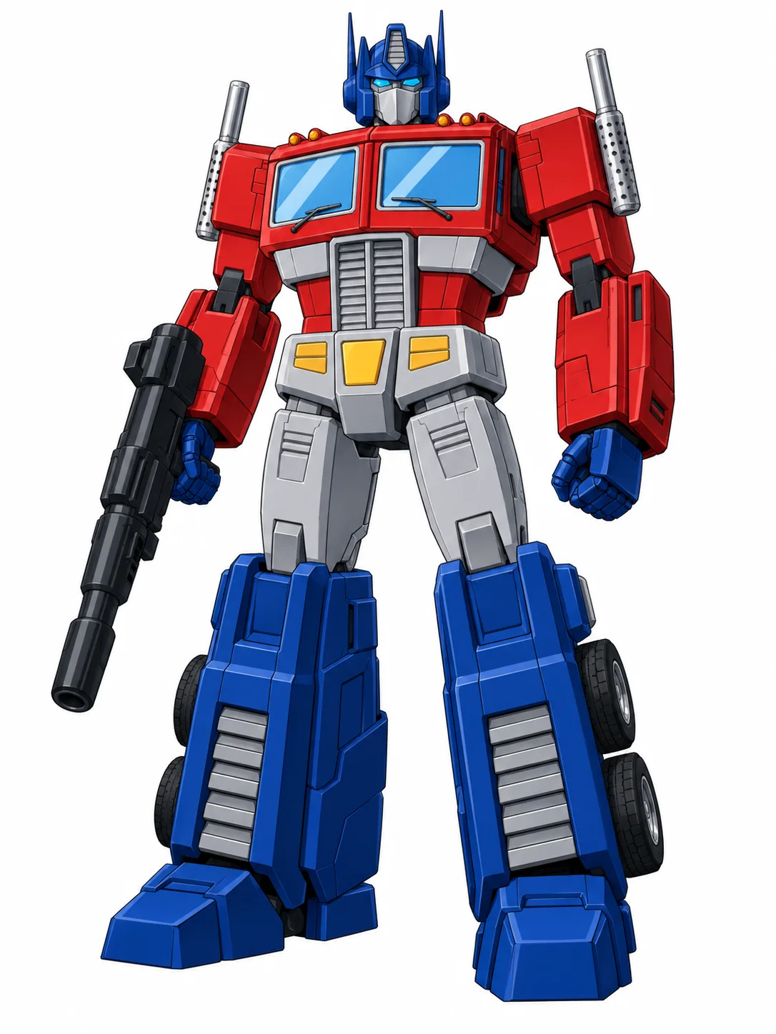 Optimus Prime from Transformers in his G1-inspired red and blue robot mode